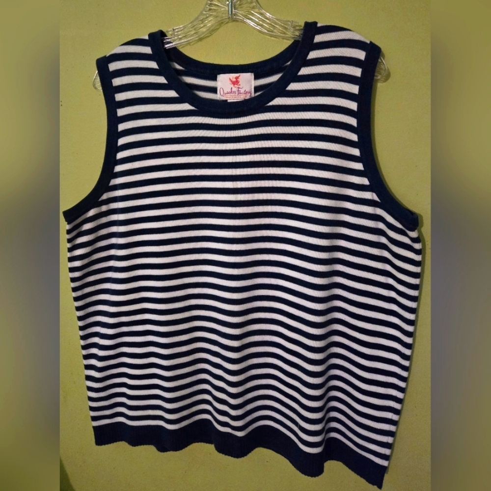 Quacker Factory 1x Striped Tank Top - image 1